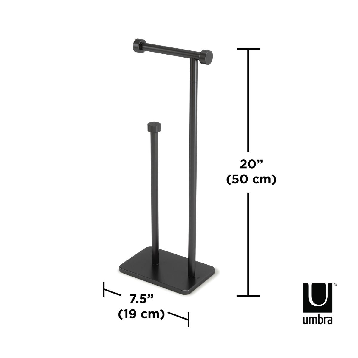 Suport pentru role de hartie, negru, din otel galvanizat, 20 x 12 x 52 cm, Cappa Umbra, 9, hectarul.ro