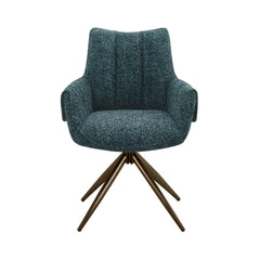 Scaun living/dining rotativ Nuria, verde-heather, material textil si cadru metalic