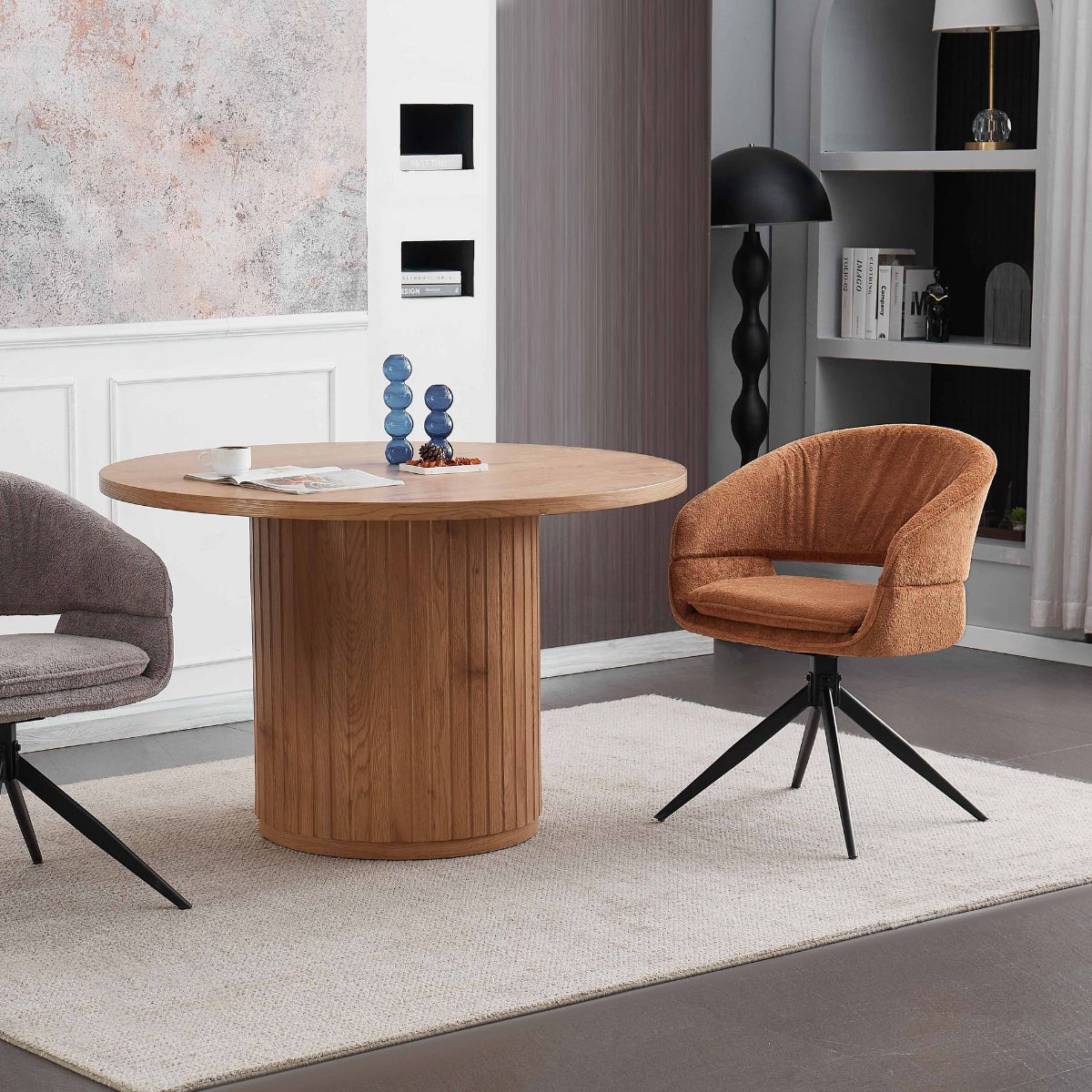 Scaun living/dining rotativ Montana, maro, material textil si cadru metalic, 7, hectarul.ro