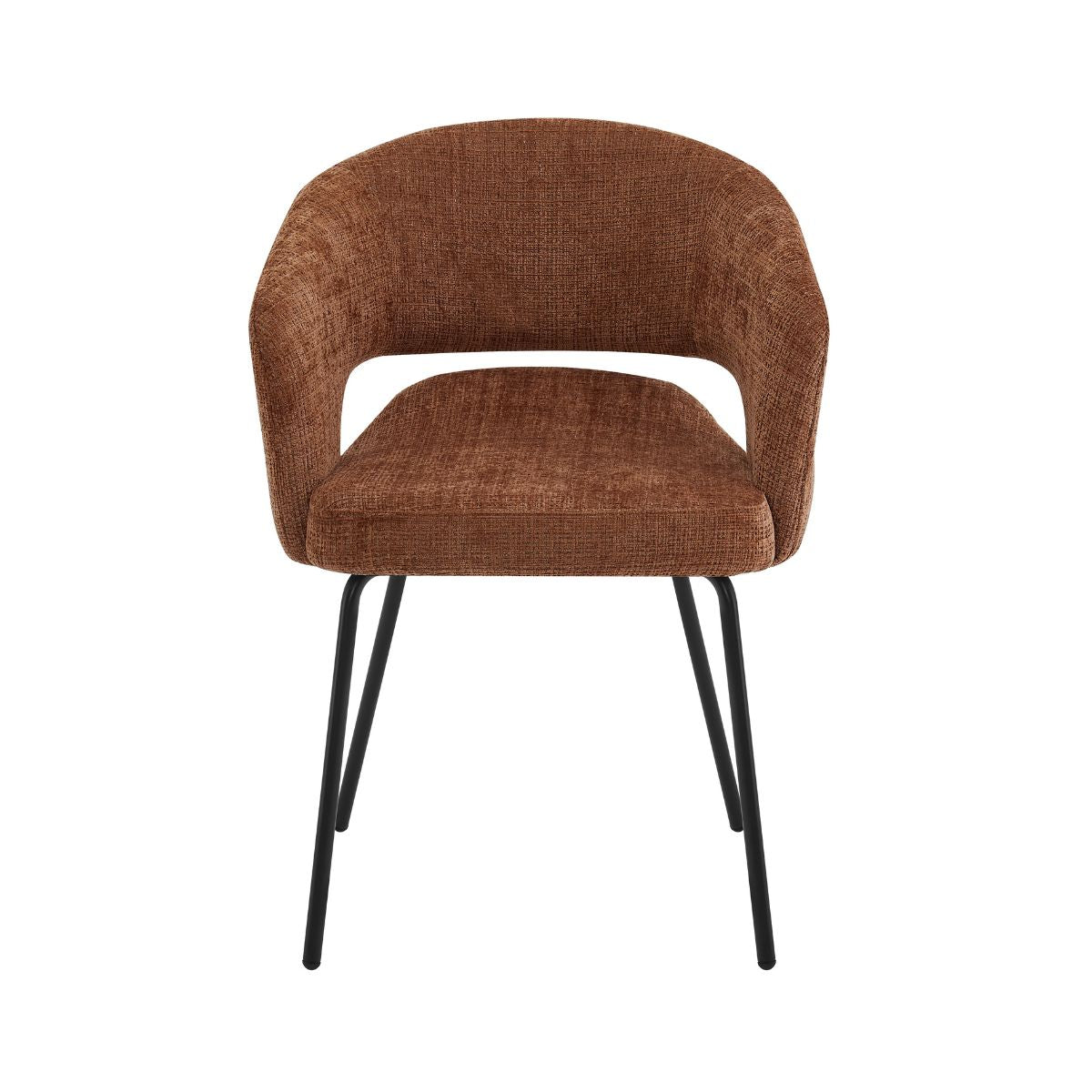 Scaun living/dining Myrene, caramiziu, material textil si cadru metalic, 2, hectarul.ro