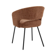Scaun living/dining Myrene, caramiziu, material textil si cadru metalic