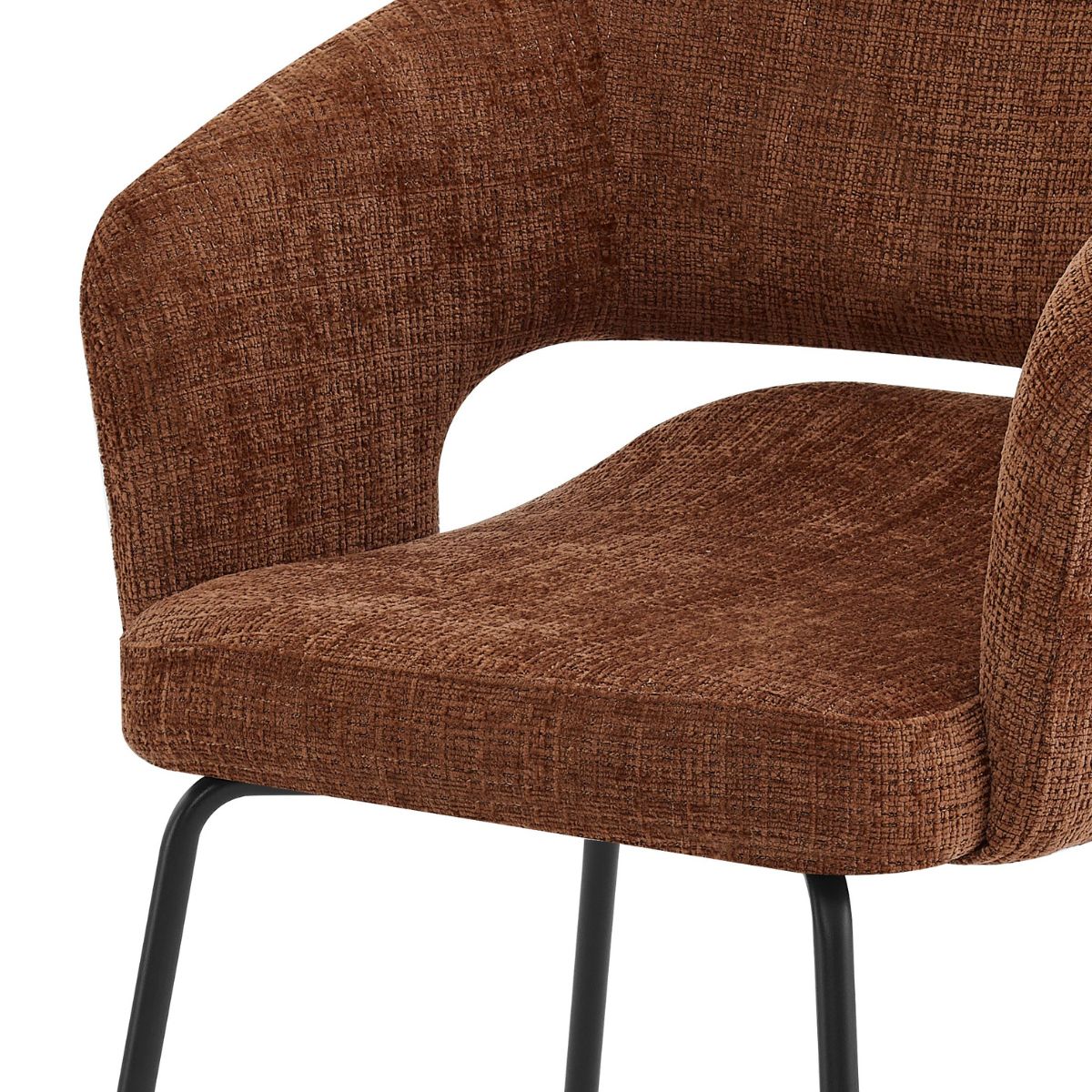 Scaun living/dining Myrene, caramiziu, material textil si cadru metalic, 5, hectarul.ro