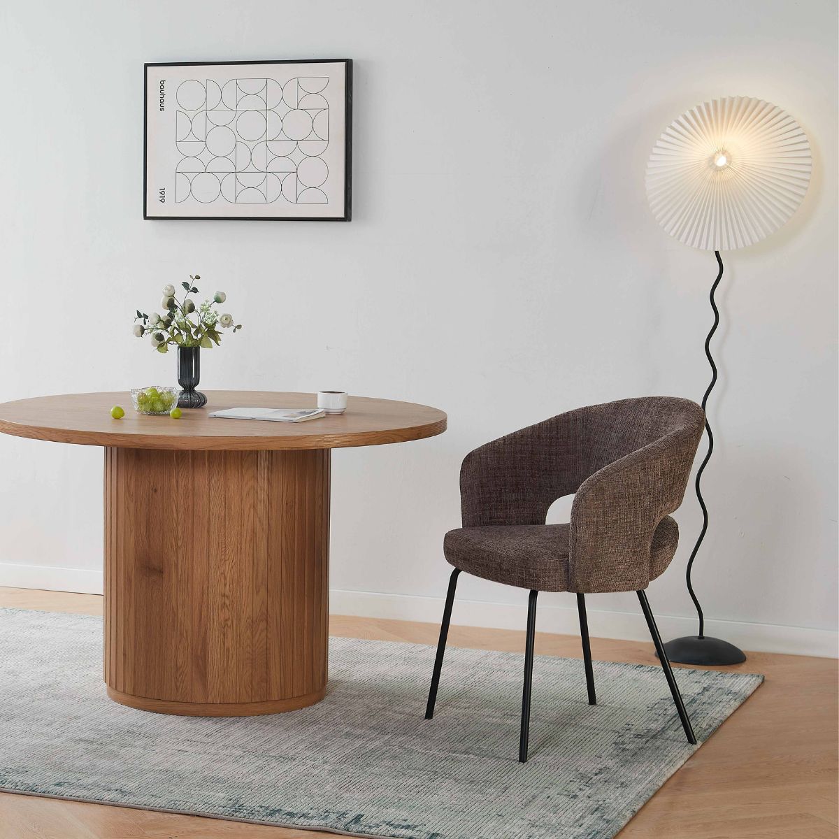 Scaun living/dining Myrene, maro-taupe, material textil si cadru metalic, 6, hectarul.ro