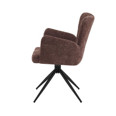 Scaun living/dining rotativ Chester Vibe, maro-ciocolata, material textil si cadru metalic