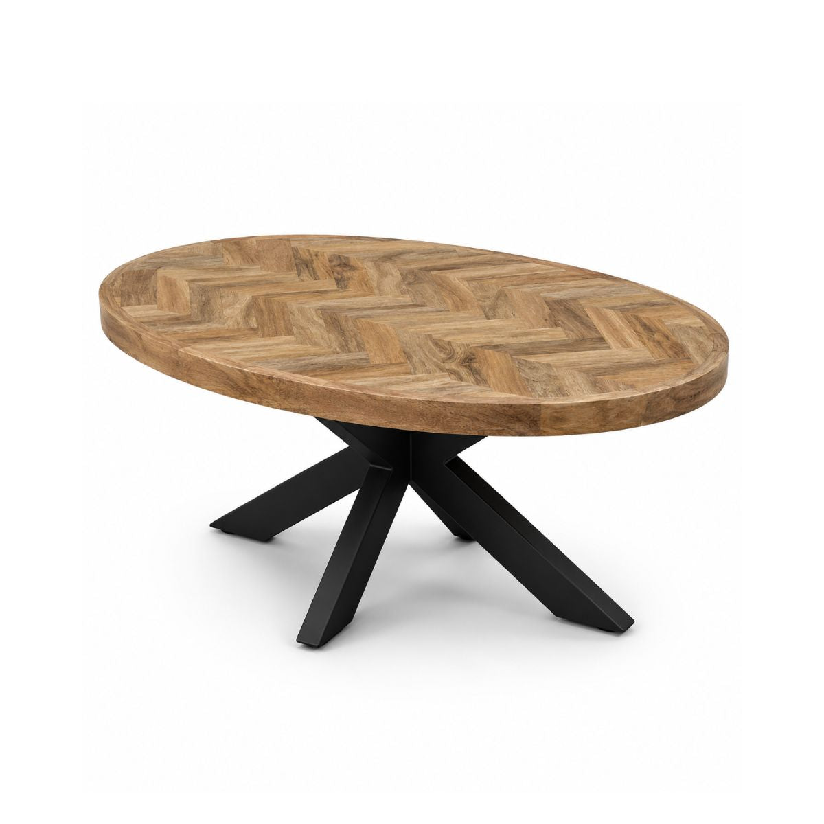Masuta de cafea ovala 100x60 cm maro natur din lemn de mango Herringbone Haro, 1, hectarul.ro