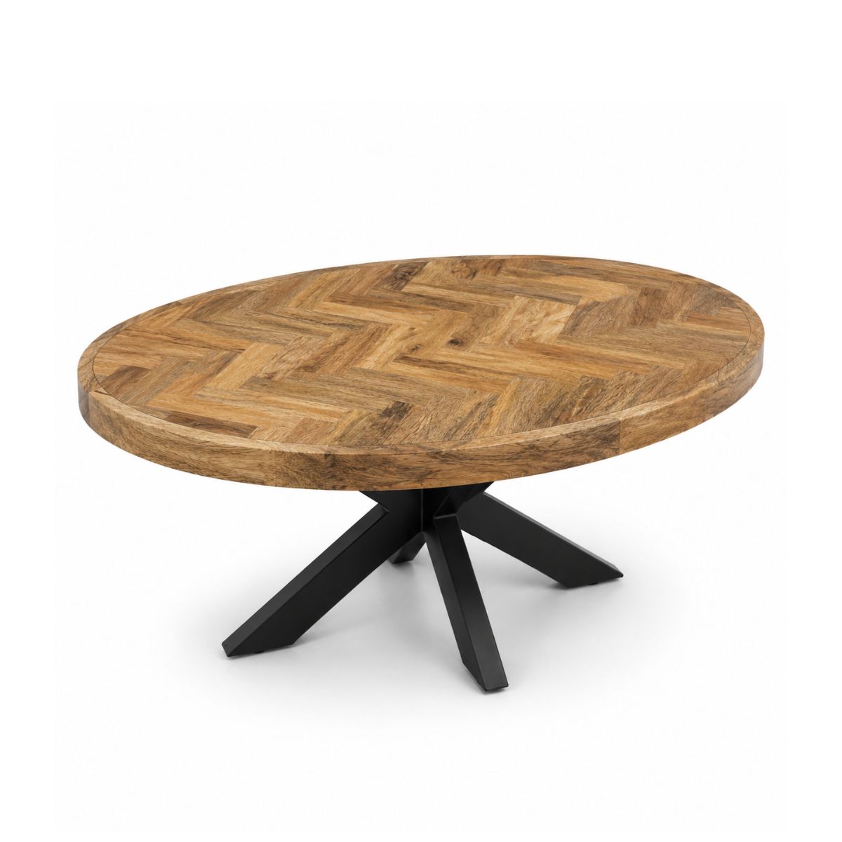 Masuta de cafea ovala 100x60 cm maro natur din lemn de mango Herringbone Haro, 7, hectarul.ro