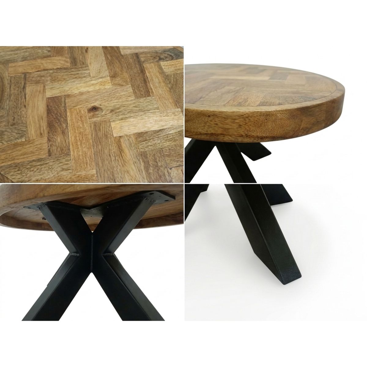 Masuta de cafea ovala 100x60 cm maro natur din lemn de mango Herringbone Haro, 6, hectarul.ro