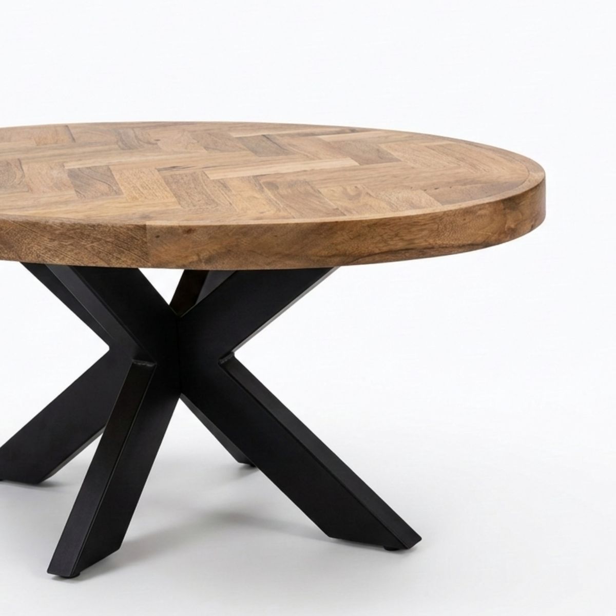 Masuta de cafea ovala 100x60 cm maro natur din lemn de mango Herringbone Haro, 3, hectarul.ro