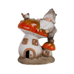 Decoratiune de gradina 16 cm ciuperca cu gnom, polirasina, Cosy&Trendy