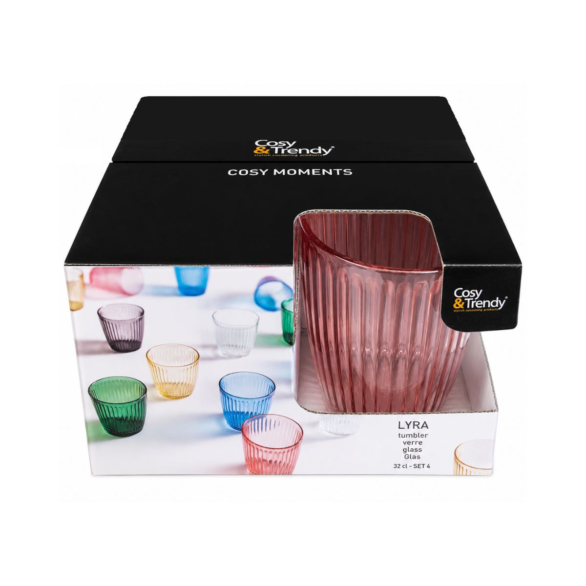 Set 4 pahare roz din sticla 320ml Lyra Cosy Moments Tumbler Cosy&Trendy, 2, hectarul.ro