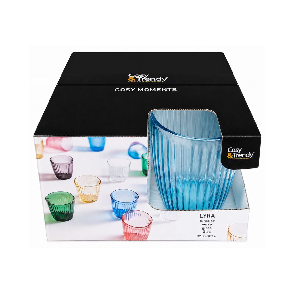Set 4 pahare bleu-azur din sticla 320ml Lyra Cosy Moments Tumbler Cosy&Trendy, 2, hectarul.ro