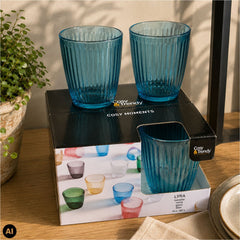 Set 4 pahare bleu-azur din sticla 320ml Lyra Cosy Moments Tumbler Cosy&Trendy