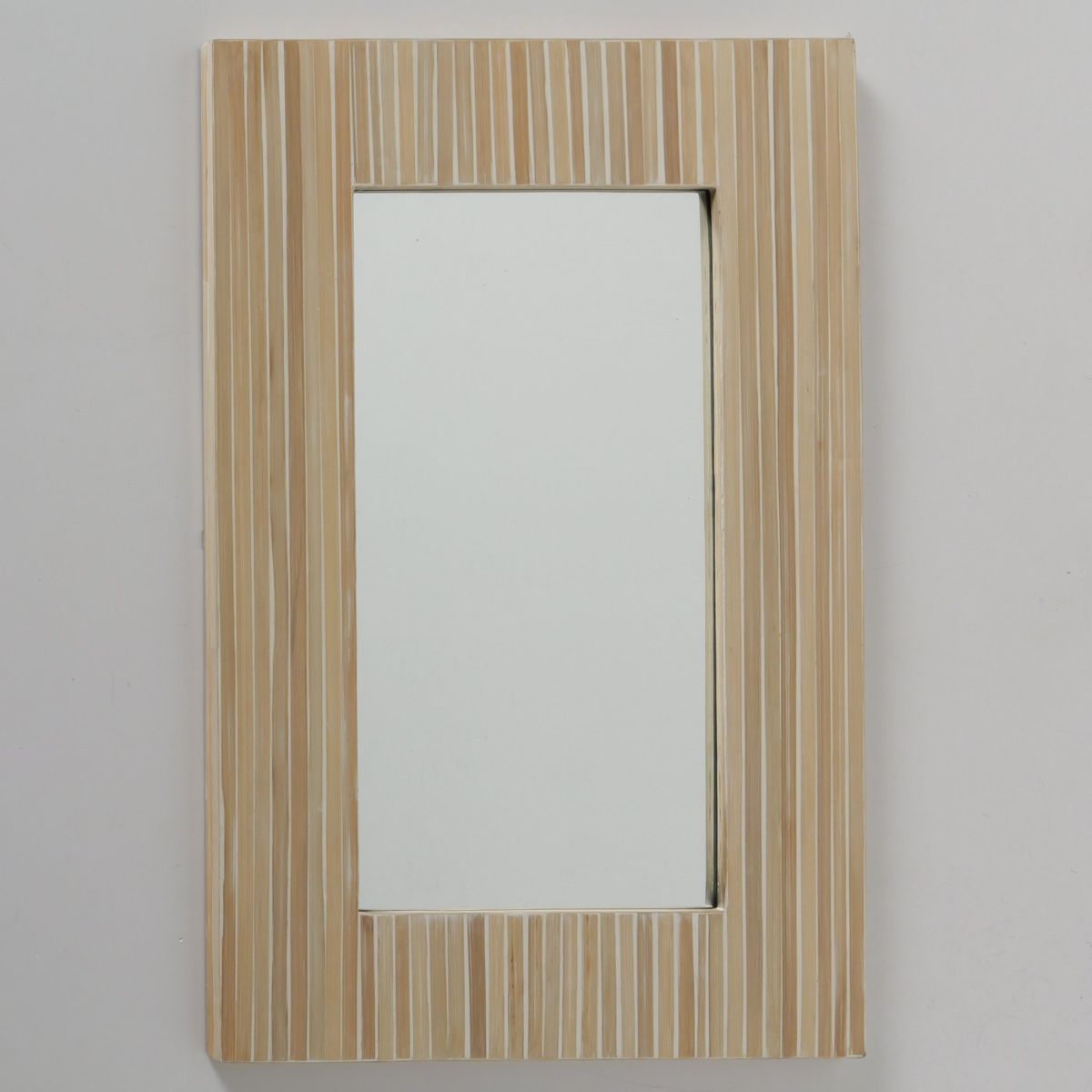 Oglinda de perete Eshara 91x61 cm, rama din bambus natur/alb, realizata manual, 5, hectarul.ro