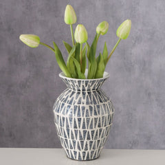 Vază decorativă Zacaya 24 cm, mozaic din ceramică și scoici Capiz, realizată manual