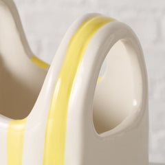 Vaza ceramica Nuvia Boltze in forma de sacosa, alb-galben, 13 x 13 cm