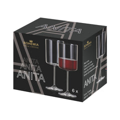 Set de 6 pahare pentru vin rosu, transparent, din cristal de Bohemia, 400 ml, Anita Red Wine