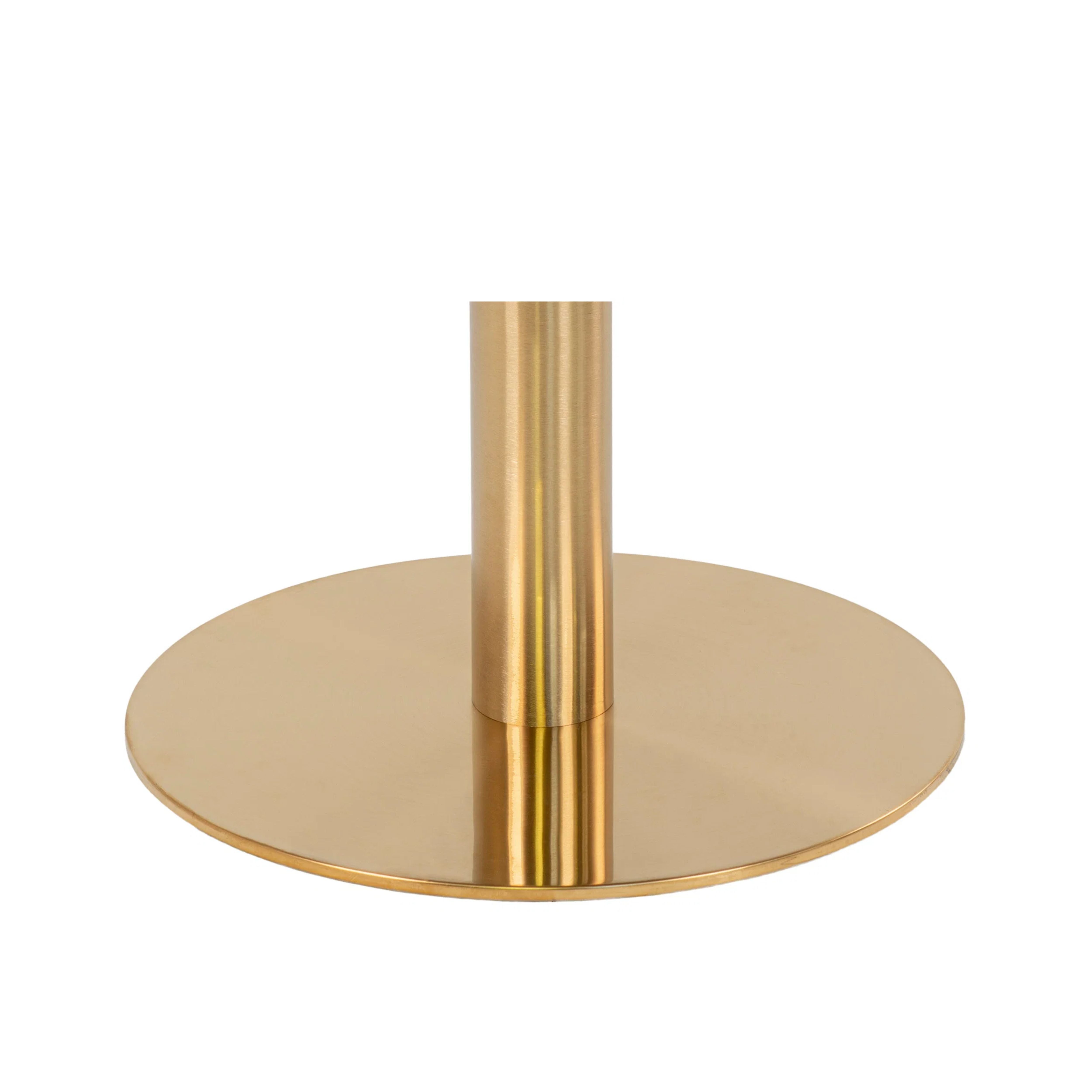 Masa de dining rotunda Ø110 cm alb/auriu cu aspect de marmura, din otel si MDF, Bolzano House Nordic, 4, hectarul.ro