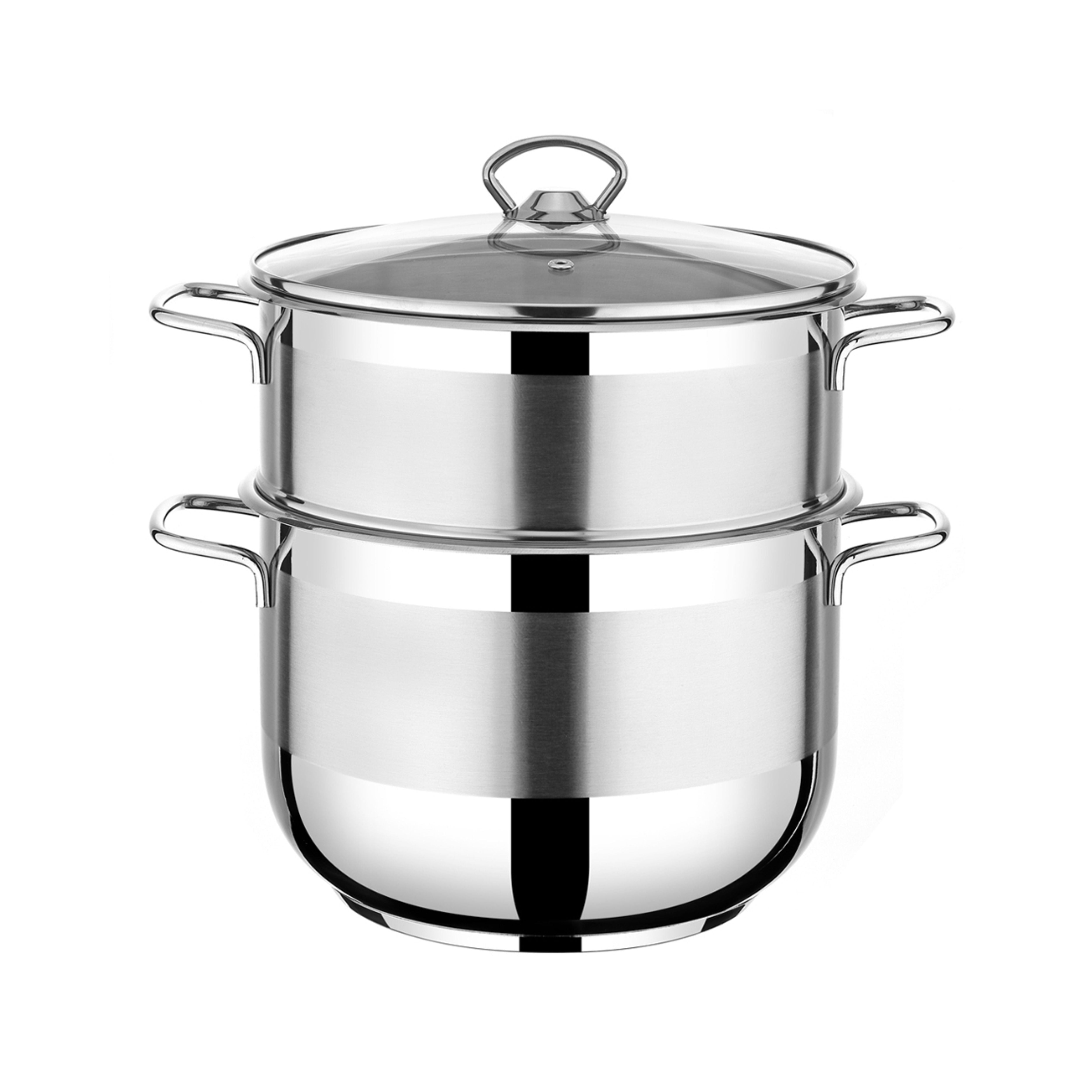 Oală 6 litri din inox pentru cuscus si gatit la aburi, cu capac din sticla, Urban Living, Ø22 cm, 2, hectarul.ro