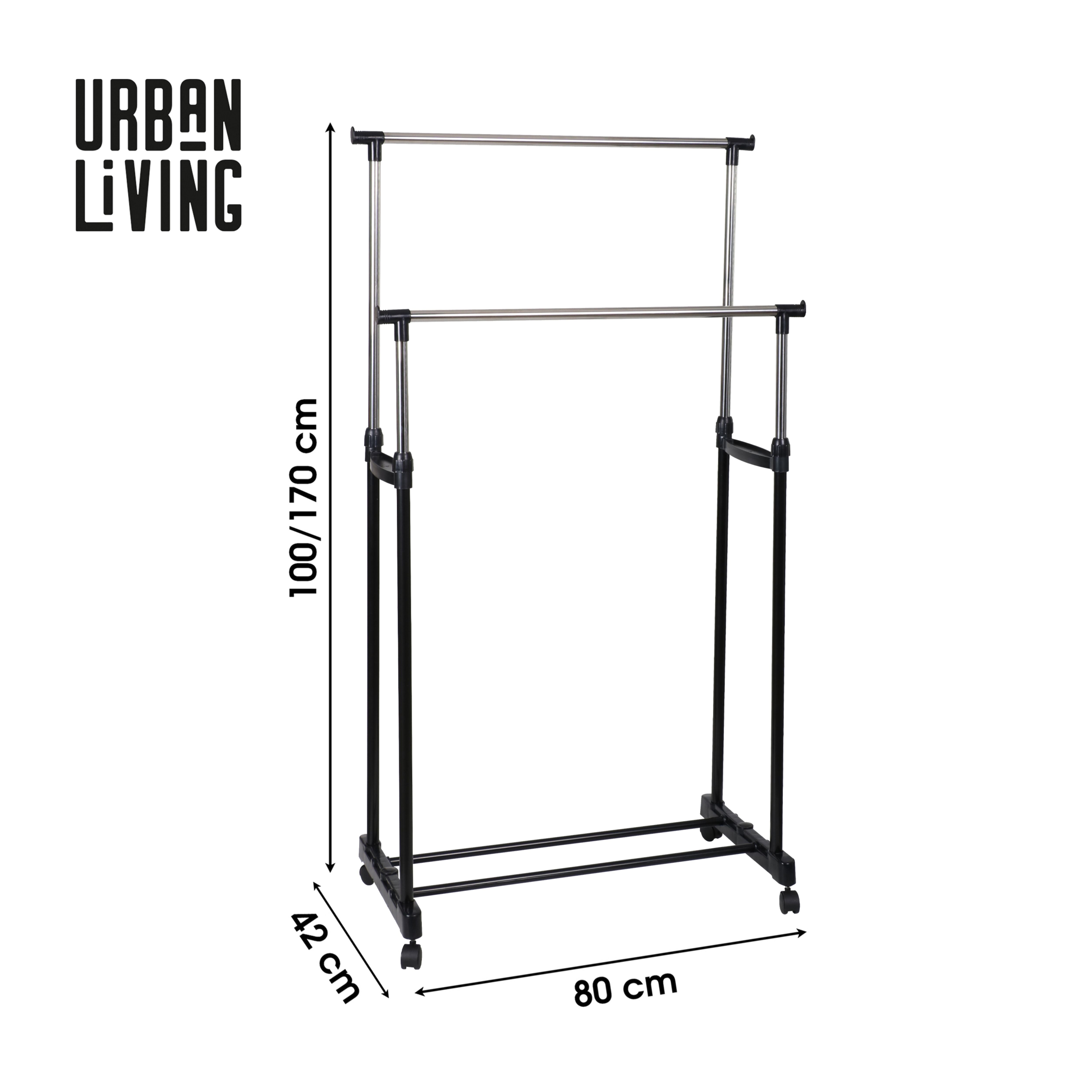 Suport haine dublu mobil 80x42 x 100-170 cm Urban Living, 3, hectarul.ro