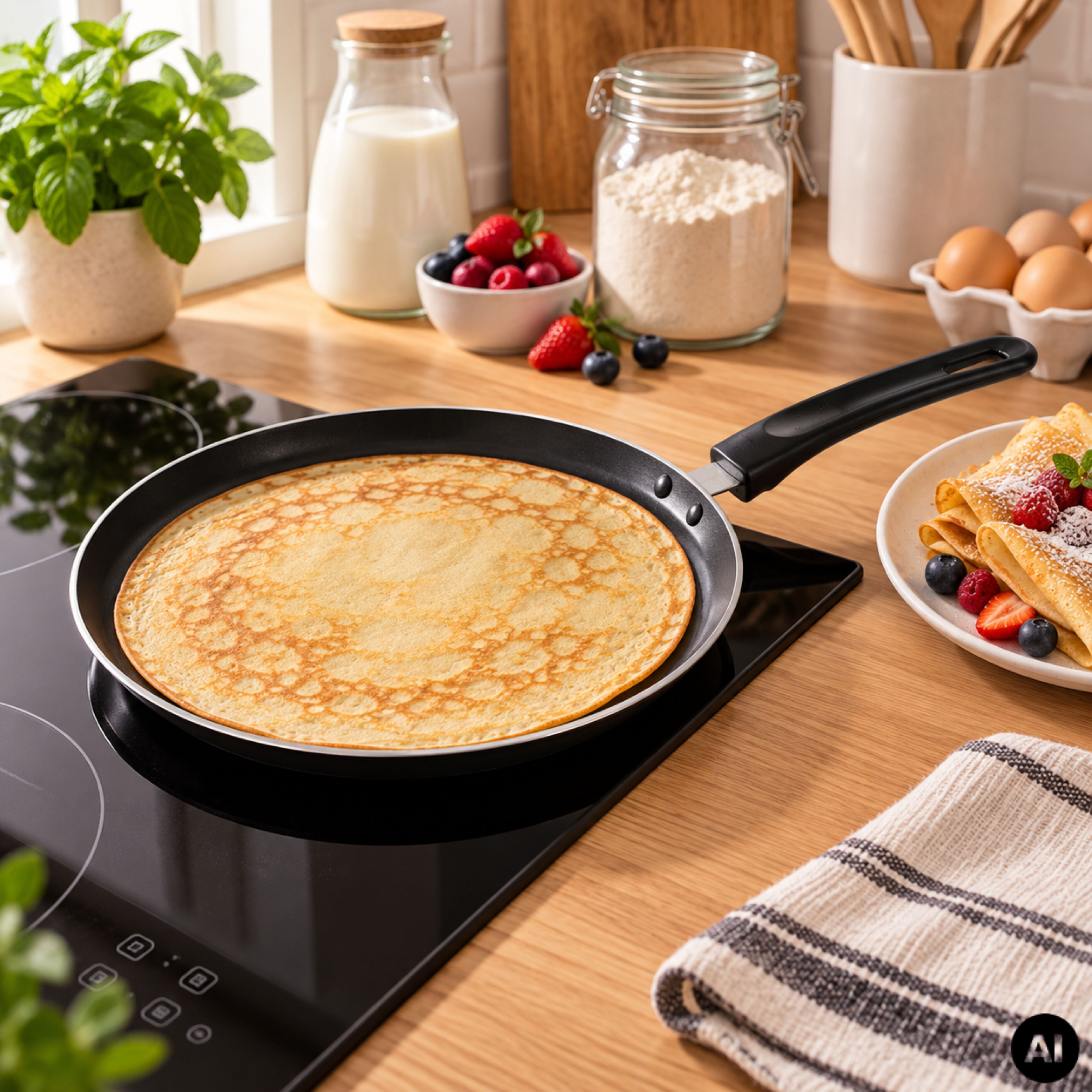 Tigaie pentru clatite Ø26 cm, antiaderenta, Chef Traiteur – include spatulă de întins aluatul, 2, hectarul.ro