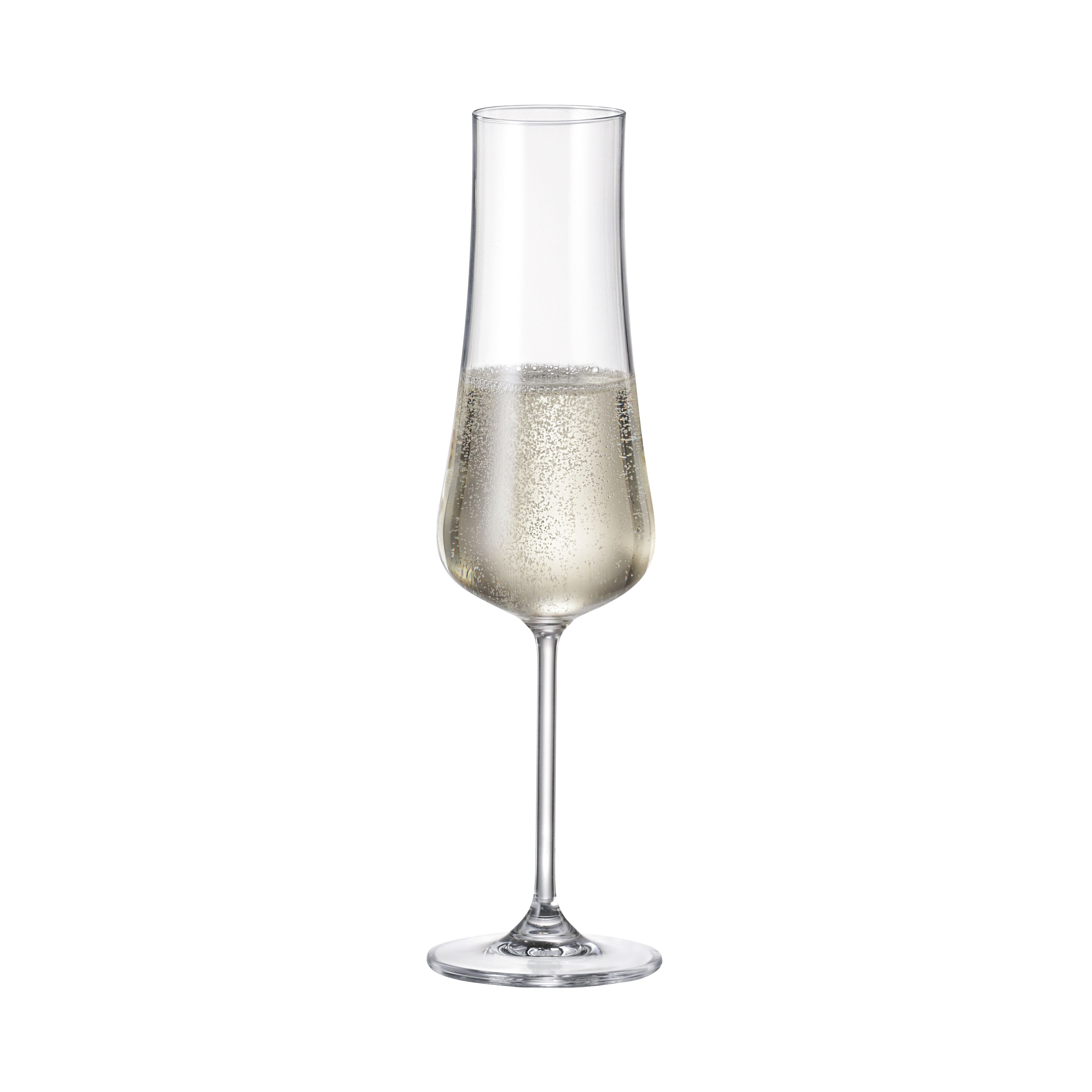 Set de 6 pahare pentru sampanie, din cristal de Bohemia, 260 ml, Aira Flute, 3, hectarul.ro