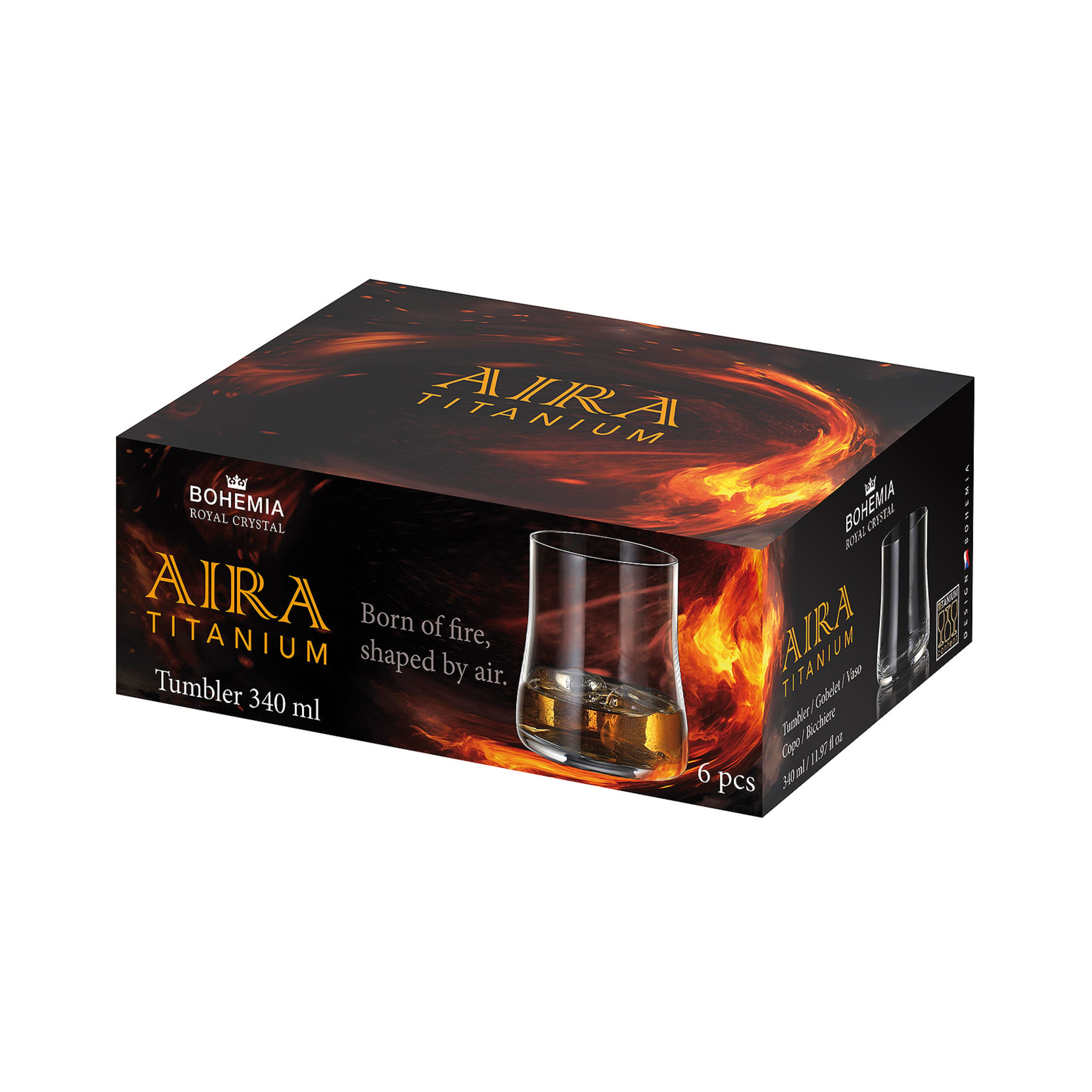 Set de 6 pahare pentru apa, din cristal de Bohemia, 340 ml, Aira Tumbler, 5, hectarul.ro