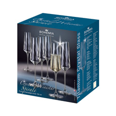 Set de 6 pahare pentru sampanie, din cristal de Bohemia, 160 ml, Crystal Winestar Spirale Flute