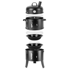 Gratar 3 in 1 Pro Smoker pe carbuni,cu afumatoare Strend PRO