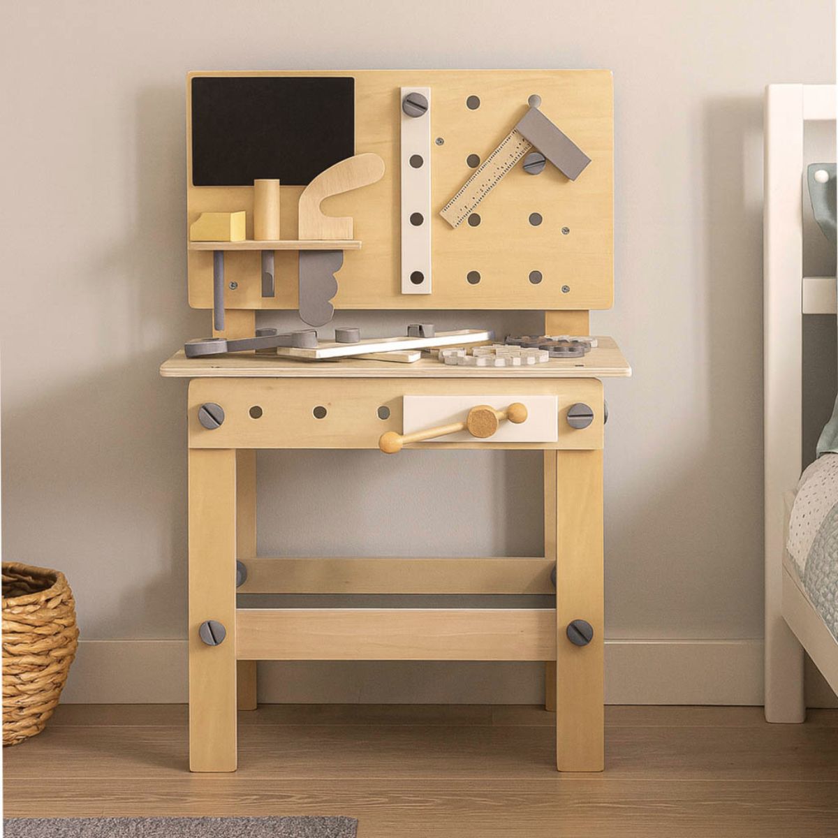 Atelier din lemn cu unelte DIY, pentru copii, 67 cm, 2, hectarul.ro