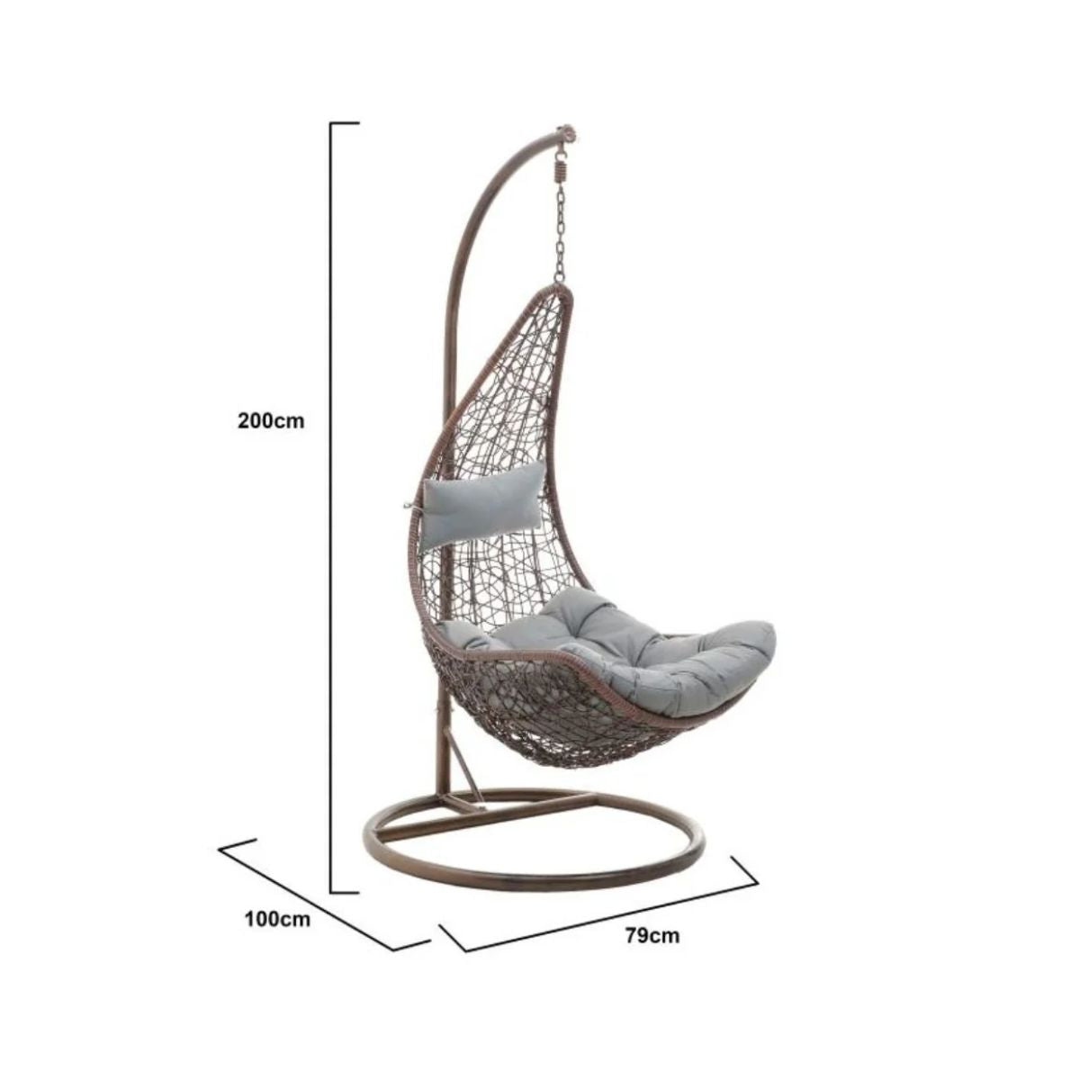 Scaun suspendat din ratan, tip balansoar, maro/gri, 95Χ110Χ200 cm, 5, hectarul.ro