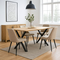 Masa dining / bucatarie, din lemn cu picioare metalice, 180x90x77 cm (M2)