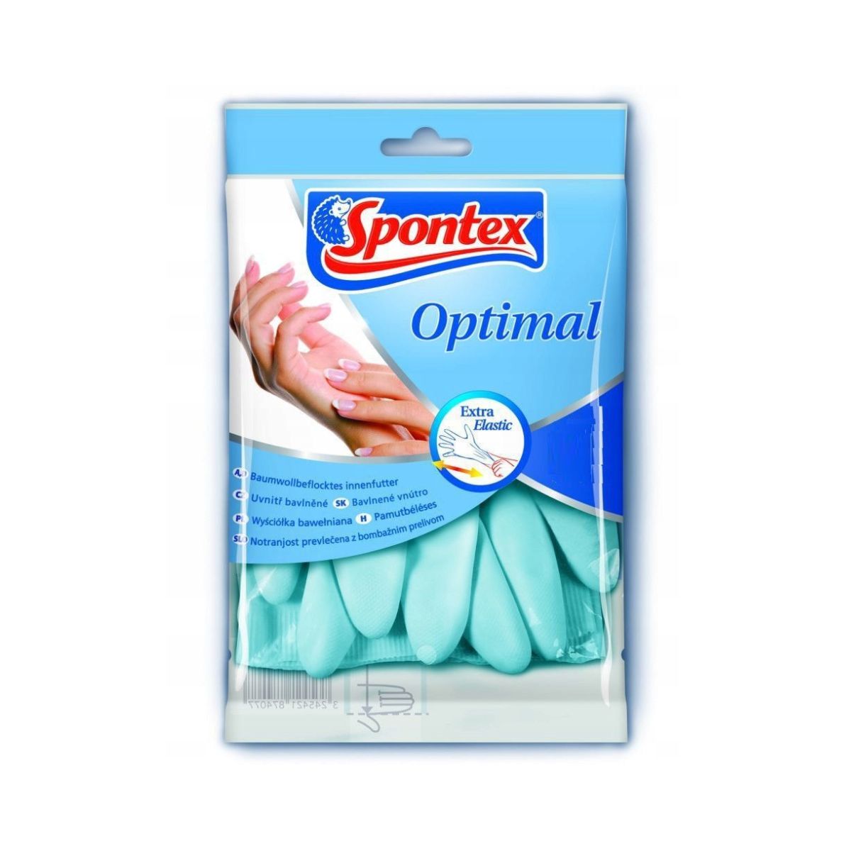 Set 2 manusi menaj (S) albastre latex Optimal Spontex