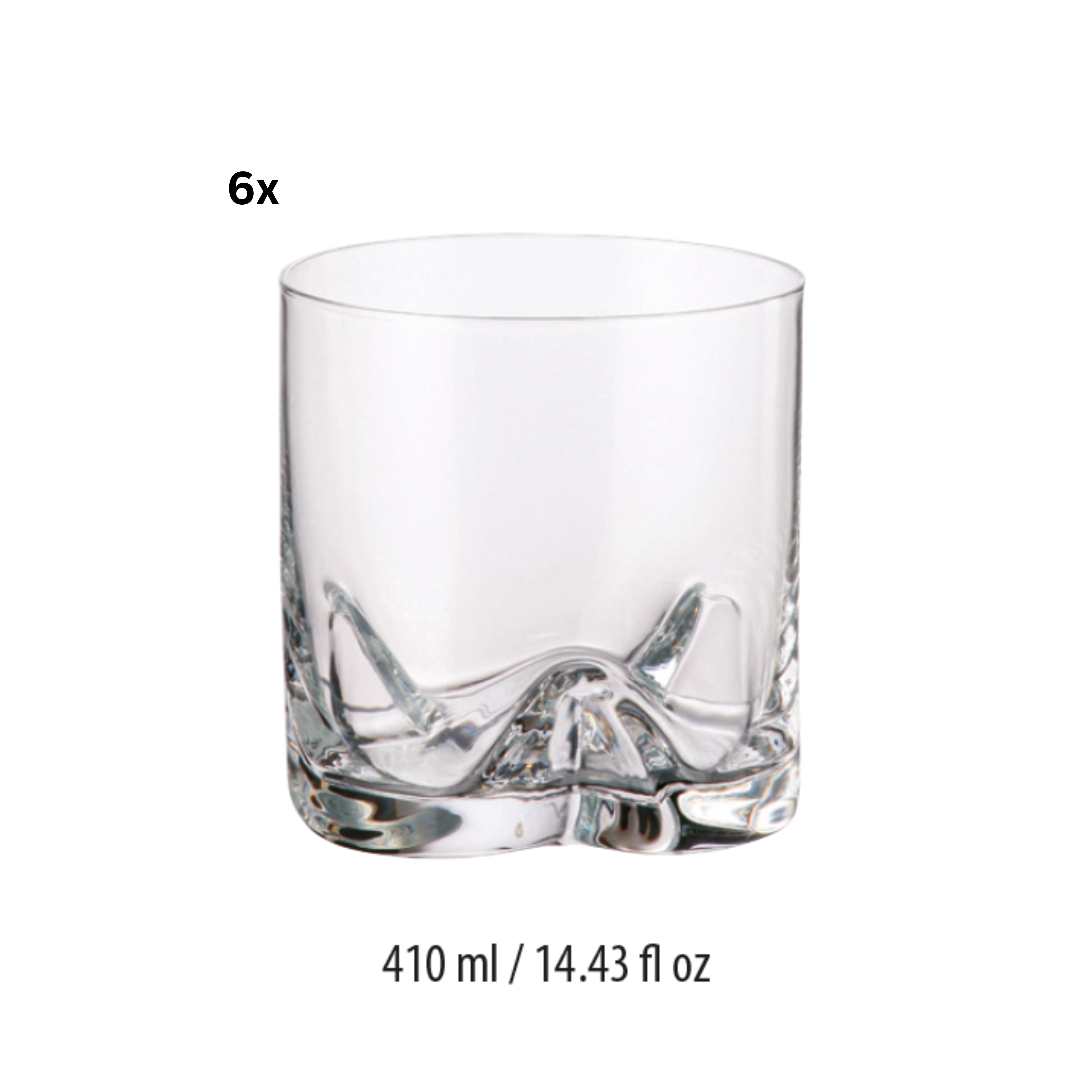 Set de 6 pahare pentru whisky, transparent, din cristal de Bohemia, 410 ml, Trio, 3, hectarul.ro
