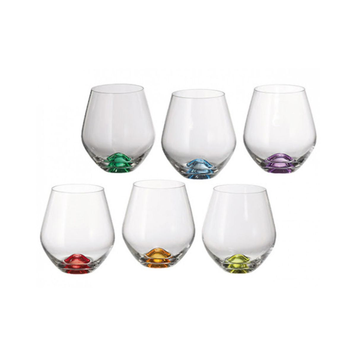 Set de 6 pahare pentru apa, multicolor, din cristal de Bohemia, 500 ml, Tori Color, 1, hectarul.ro