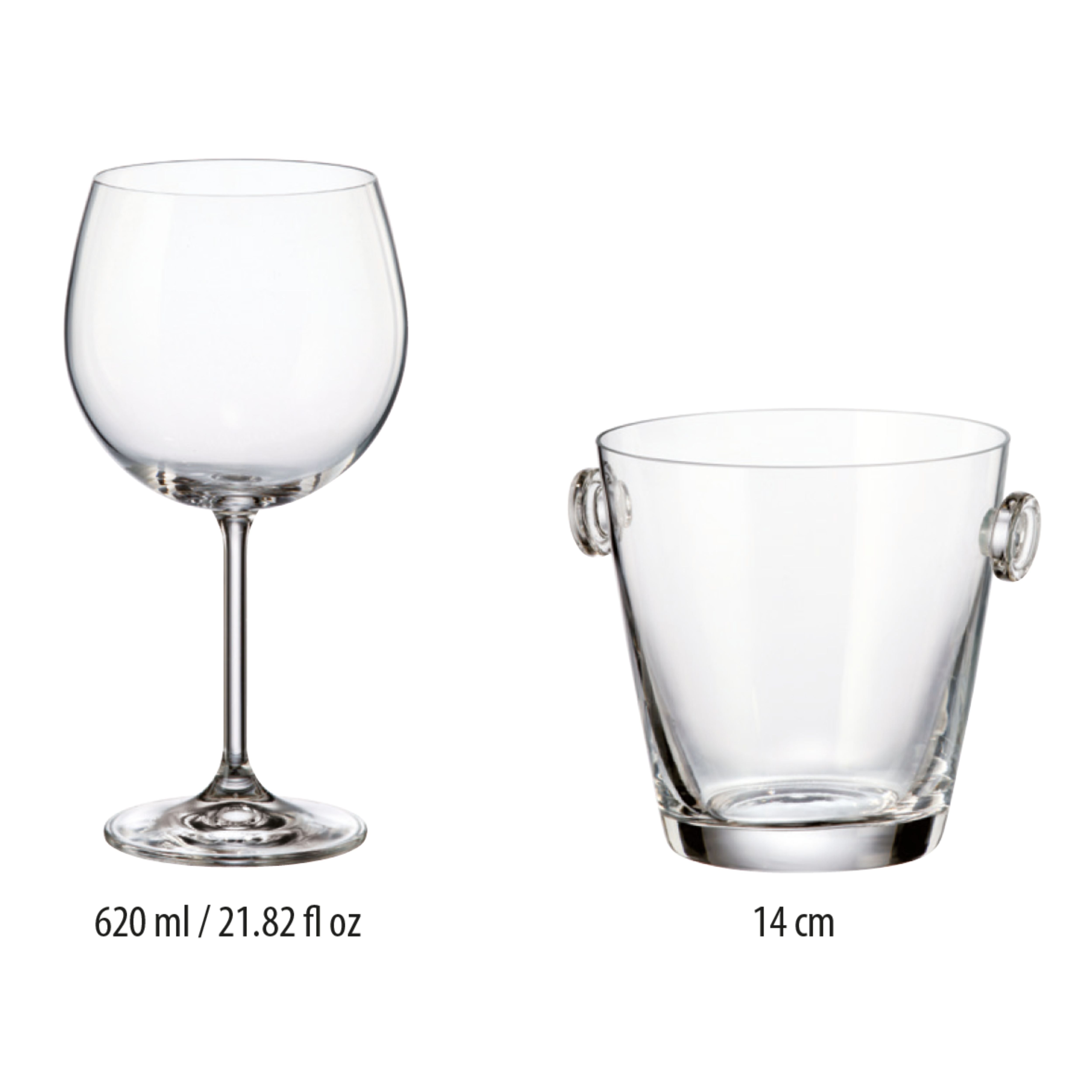 Set cocktail, 1 frapiera + 4 pahare, din cristal de Bohemia, 14 cm + 620 ml, Cool Set, 2, hectarul.ro
