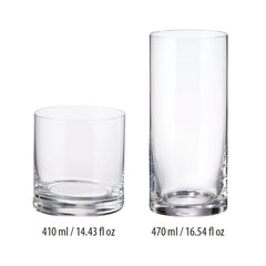 Set whisky, 4+4, din cristal de Bohemia, 410 ml + 470 ml, Barware Set