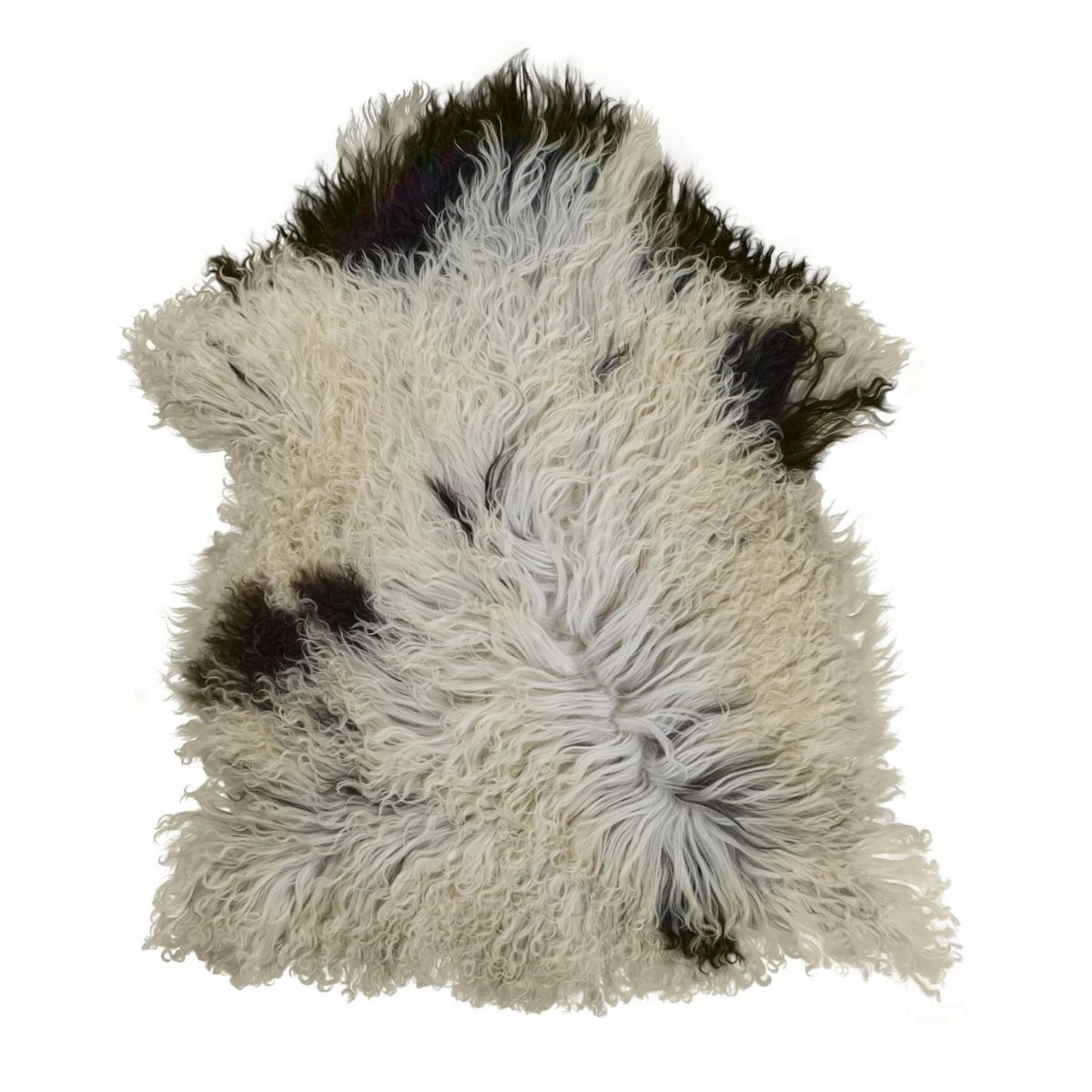 Blana naturala de oaie tibetana creata, XL (100-110 cm), culoare maro mix