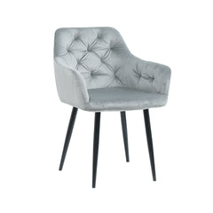Scaun tip fotoliu living/ dining gri, tapiserie catifea, cadru metalic, fix, 62x58x82, Velvet Old