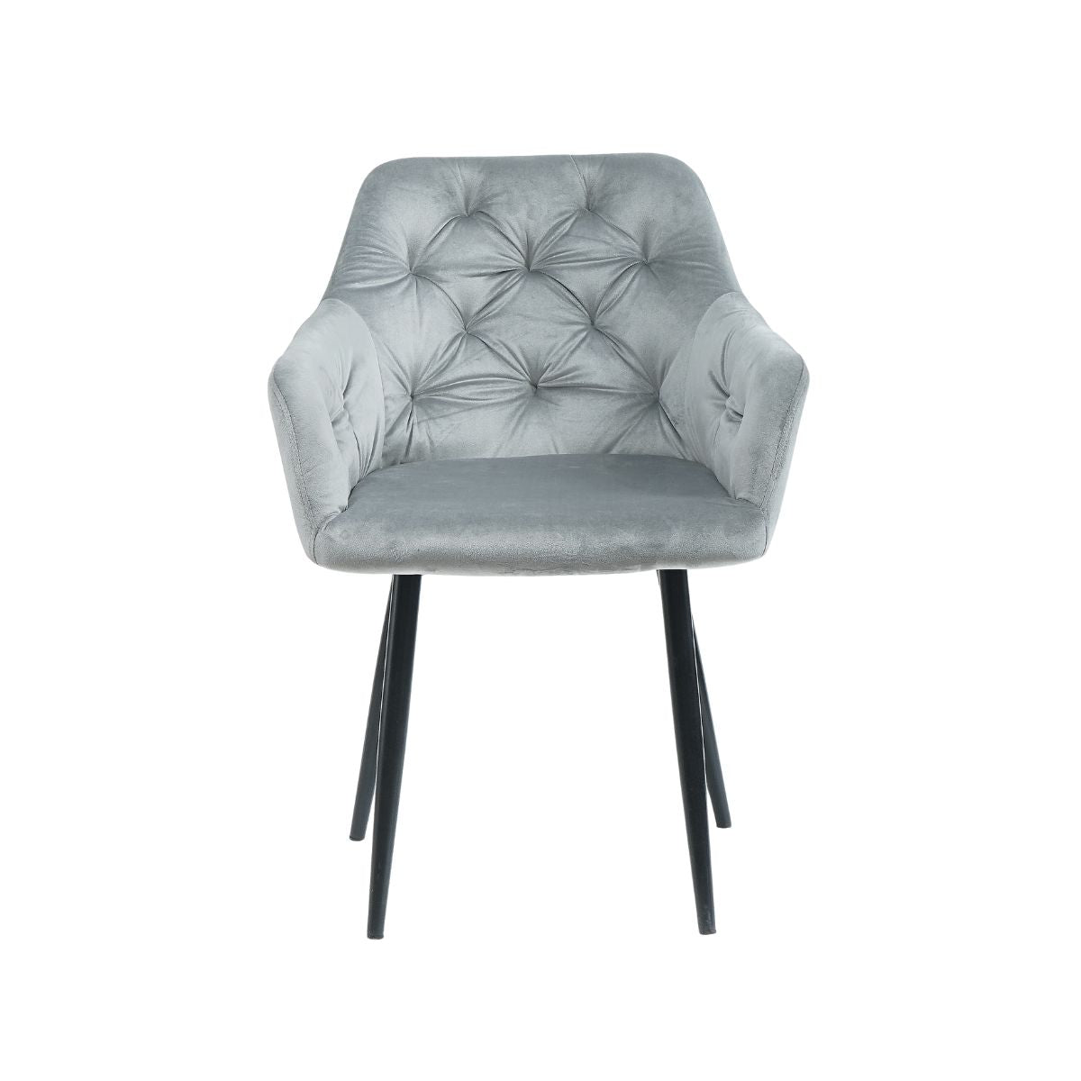 Scaun tip fotoliu living/ dining gri, tapiserie catifea, cadru metalic, fix, 62x58x82, Velvet Old