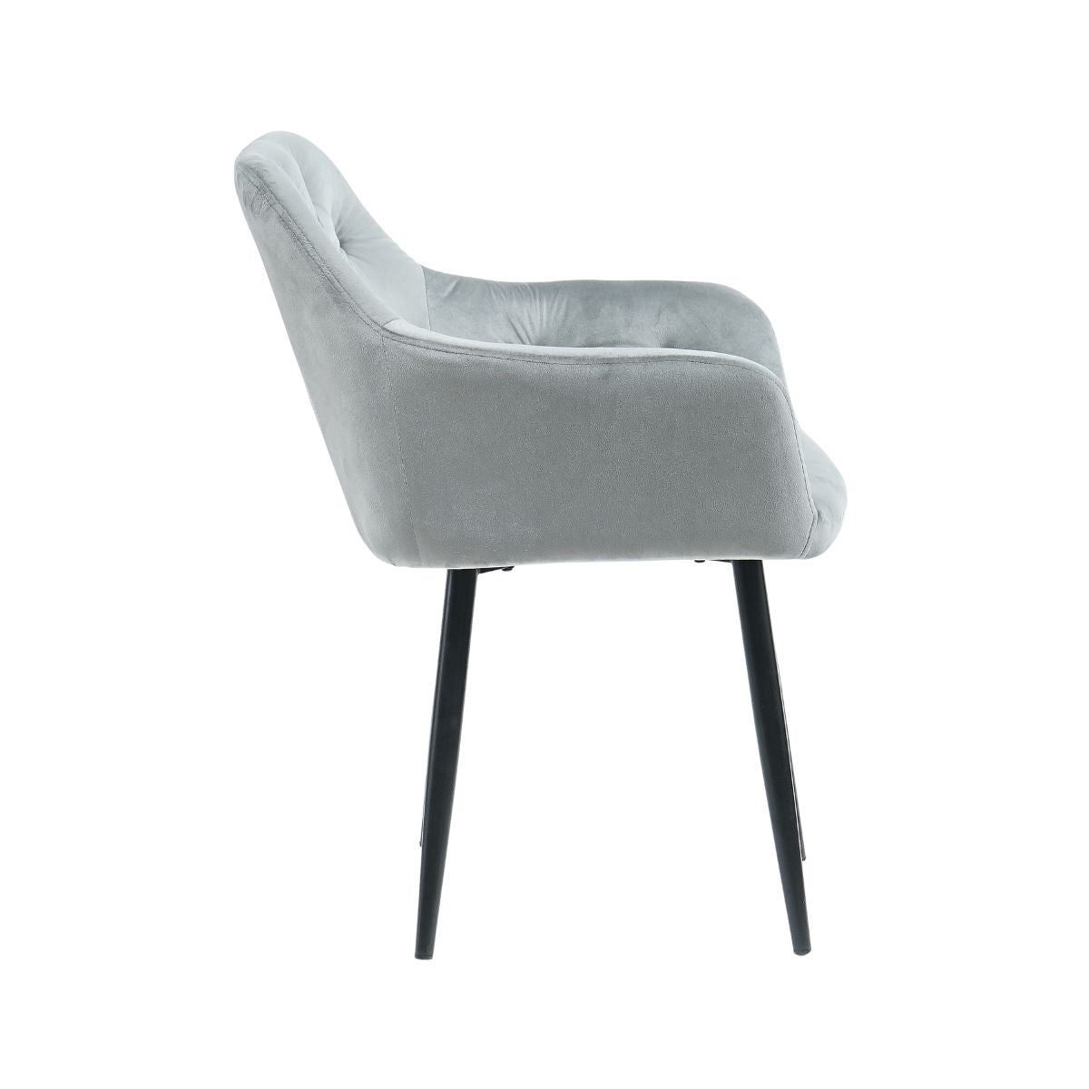 Scaun tip fotoliu living/ dining gri, tapiserie catifea, cadru metalic, fix, 62x58x82, Velvet Old