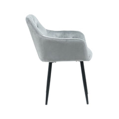 Scaun tip fotoliu living/ dining gri, tapiserie catifea, cadru metalic, fix, 62x58x82, Velvet Old