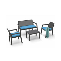 Set mobilier gradina Prestij 4 persoane , poliratan maro , masuta , canapea si 2 fotolii