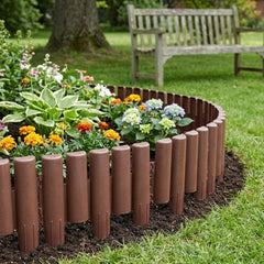Set 8 borduri decorative din polipropilena de culoare maro inchis stabilizata UV, 27x24 cm