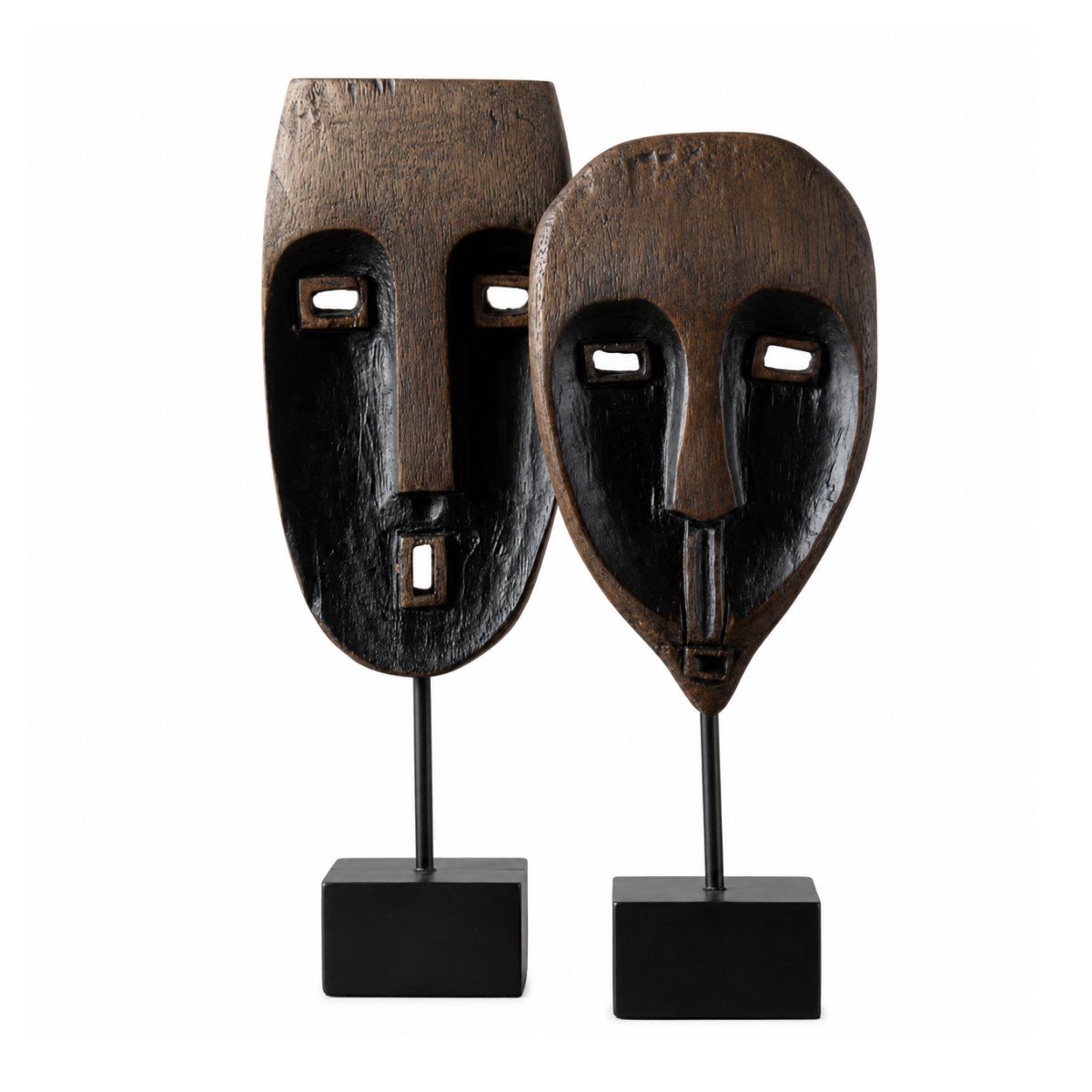 Decoratiune masca tribala maro din polirasina 42.5 cm Figurine Yazhi, 6, hectarul.ro