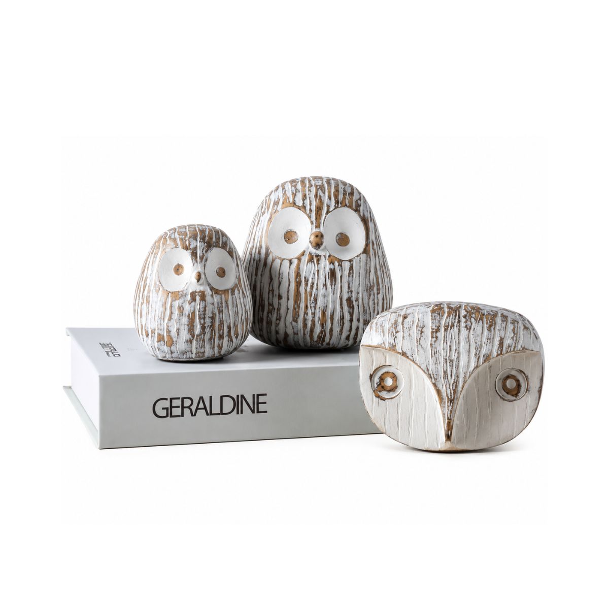 Decoratiune bufnita alba din polirasina 11 cm Tiny Animal Yazhi, 5, hectarul.ro