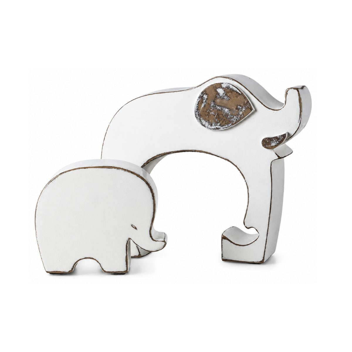 Set de 2 decoratiuni elefanti albi din polirasina 17.5 cm Yazhi, 1, hectarul.ro