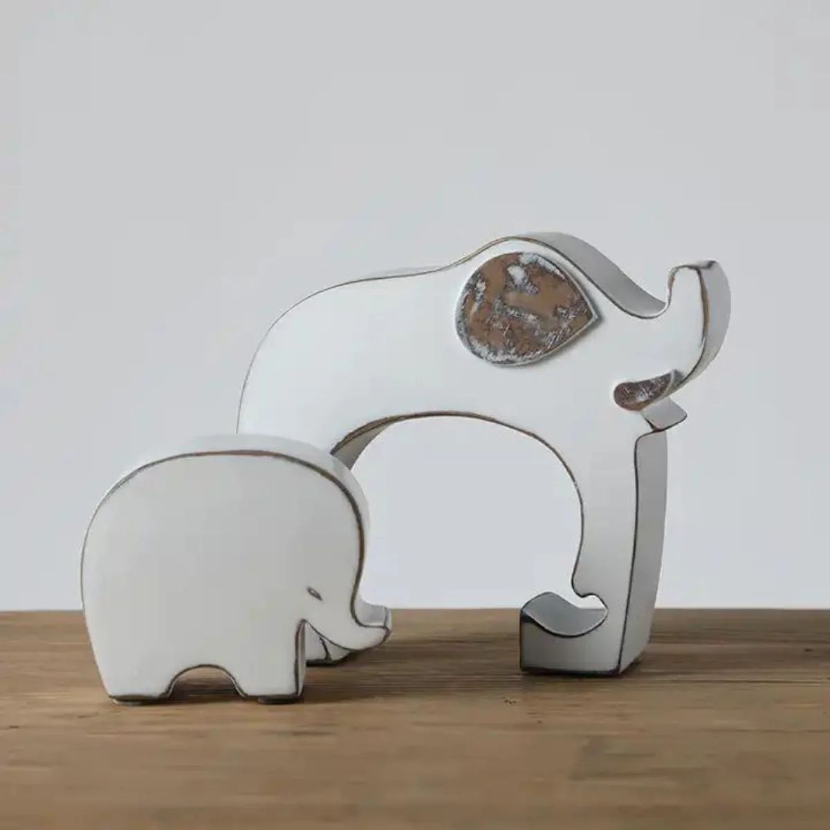 Set de 2 decoratiuni elefanti albi din polirasina 17.5 cm Yazhi, 4, hectarul.ro