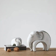 Set de 2 decoratiuni elefanti albi din polirasina 21.5 cm Yazhi