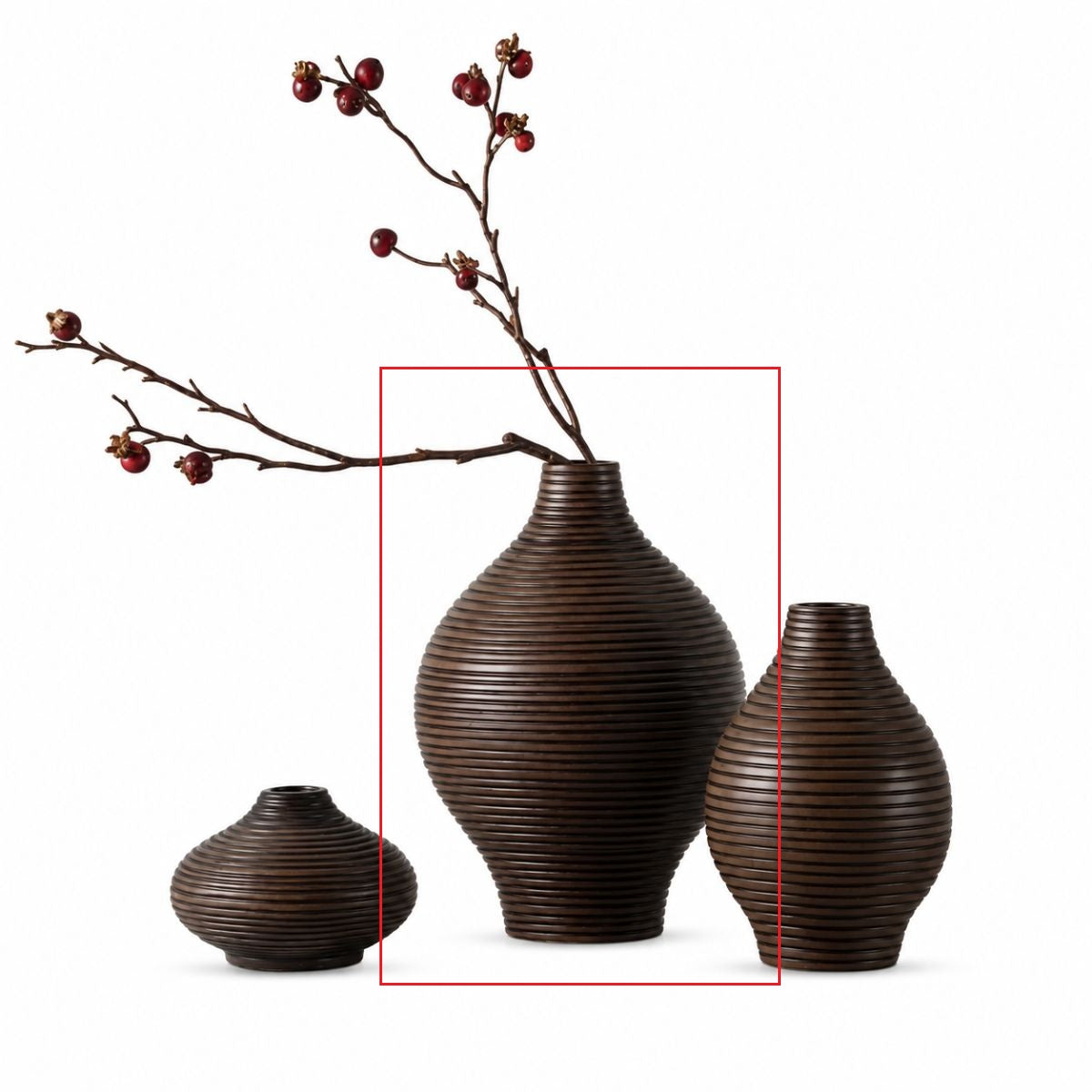Vaza maro din polirasina 24 cm Straight Line Yazhi, 3, hectarul.ro