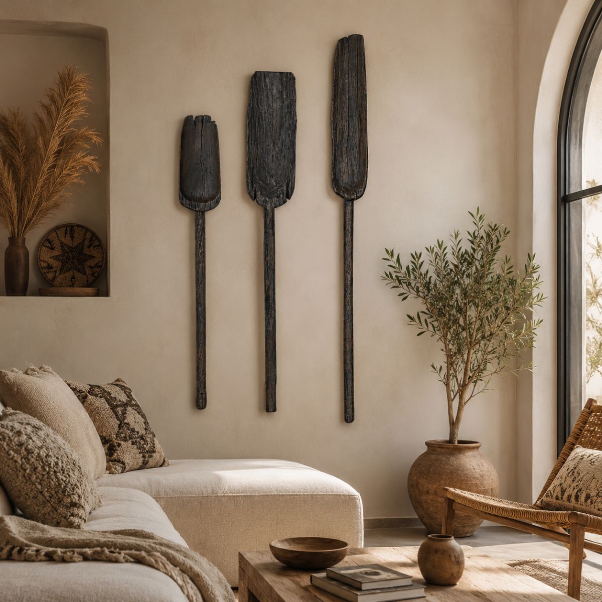 Decoratiune de perete maro din polirasina 108 cm Yazhi, 2, hectarul.ro